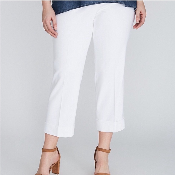 plus size white crop pants